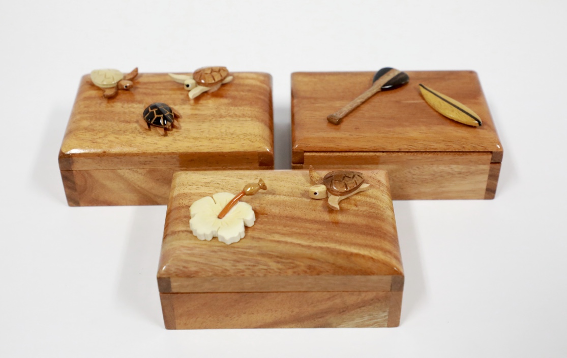 Wood jewelry box with decor